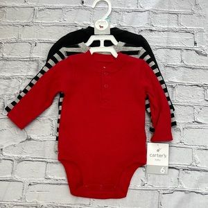 Carters Baby 3piece set of thermal long sleeve onesies Size 6 months NWT